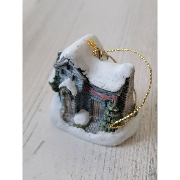 Mini Snow blue house wreath pine tree ornament Xmas decor - Picture 2 of 6